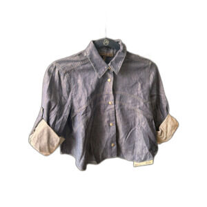 BCBG MaxAzria Rowan Denim Cropped Shirt Sz XXS